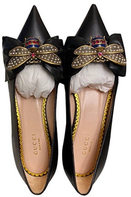 (Women) Gucci Queen Margaret Leather Flat 'Black' 524633-BKO00-1000 Lookbook (Women) Gucci Queen Margaret Leather Flat 'Black' 524633-BKO00-1000