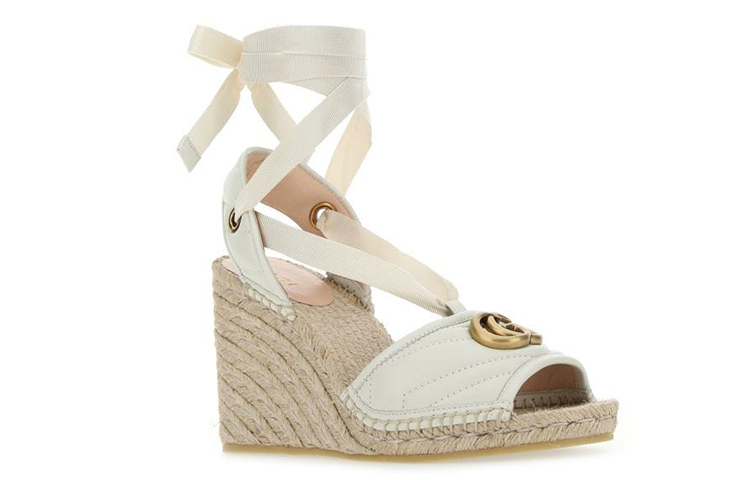 Order (W) Gucci Espadrille Wedge Kulit Anyaman 'Putih' 655626-0CG60-9084