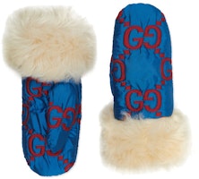 (Women) GUCCI Quilted GG Logo Knit Gloves Blue 731387-4HAVE-8877 (Women) GUCCI Quilted GG Logo Knit Gloves Blue 731387-4HAVE-8877