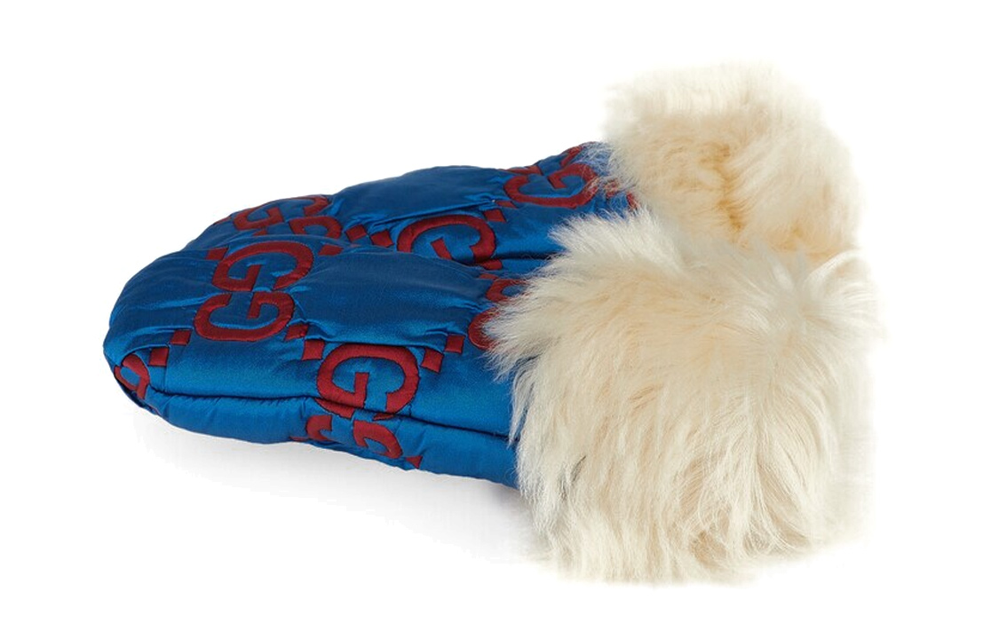 Lookbook (W) GUCCI 织纹GG logo针织手套 蓝色 731387-4HAVE-8877