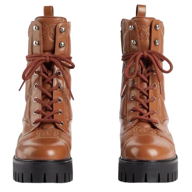 Lookbook (W) Gucci Gewatteerde Veterlaarzen ''Bruin'' 718386-DS8U0-2741