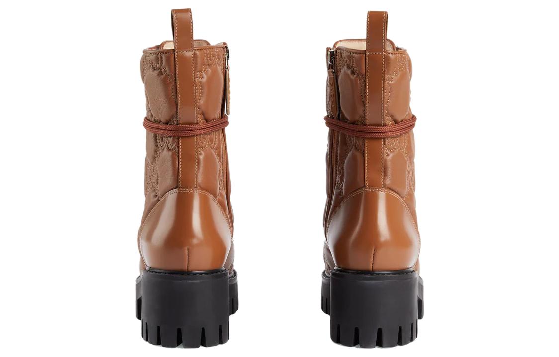 (W) Gucci Quilted Lace-Up Boots 'Brown' 圖 4