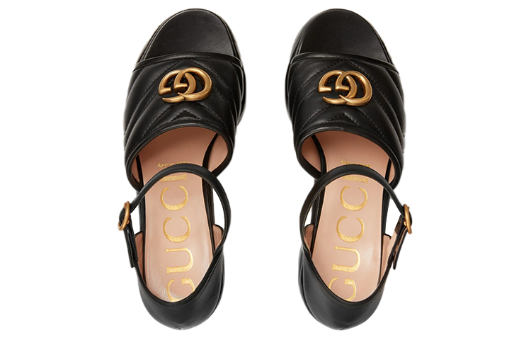 Lookbook (W) Sandales Mode Noires Gucci Matelassées Imperméables à Plateforme 658677-BKO60-1000