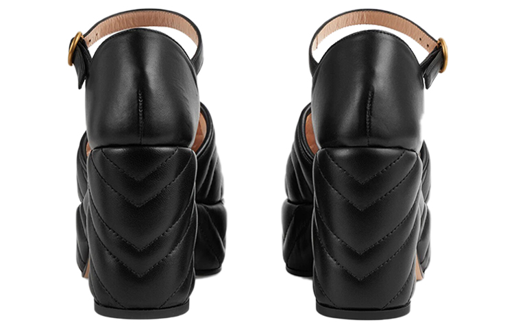 Shop (W) Sandales Mode Noires Gucci Matelassées Imperméables à Plateforme 658677-BKO60-1000