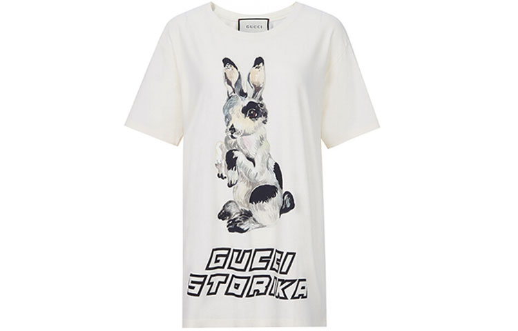(Women) Gucci Rabbit Print Short Sleeve Tee Off-White 492347-X3M80-7550