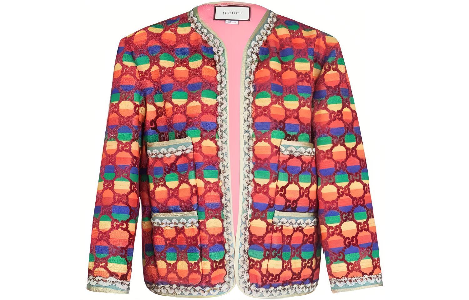 Buy (W) グッチ レインボー ダブルG カーディガン ジャケット マルチカラー 505056-ZKV09-6071