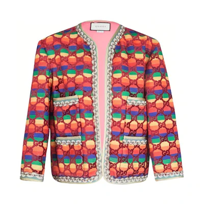 (Women) Gucci Rainbow Double G Cardigan Jacket in Multicolor 505056-ZKV09-6071