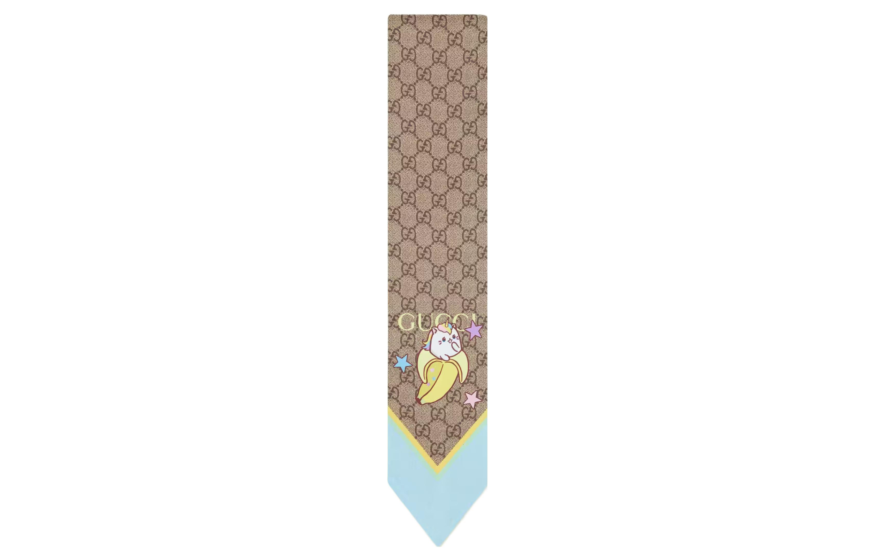 (Women) GUCCI Rainbow Star Bananya Print Silk Tie for Women. 7041413G0019869