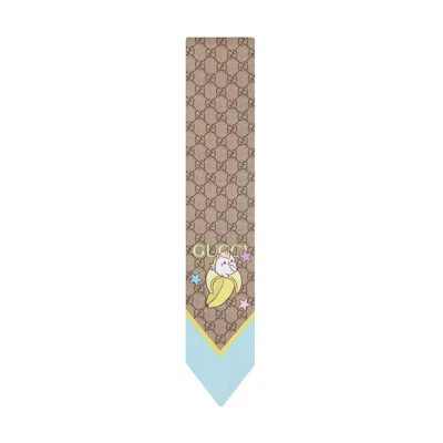 (Women) GUCCI Rainbow Star Bananya Print Silk Tie for Women. 7041413G0019869