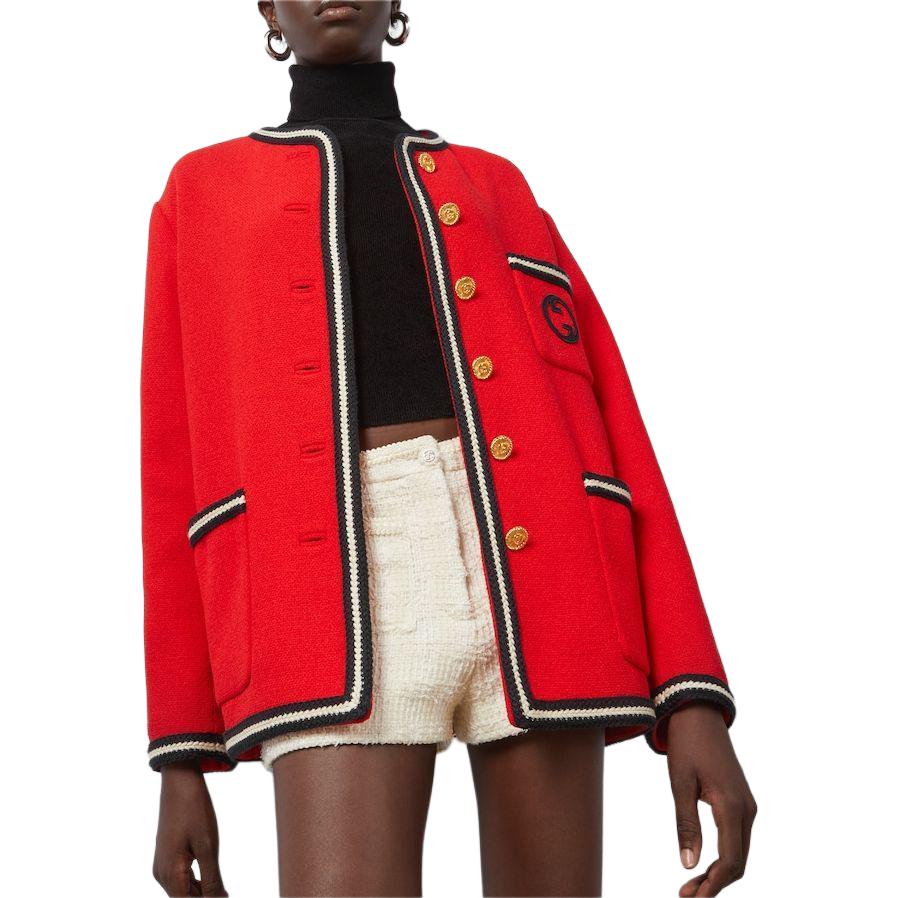 (Women) Gucci Red Badge Striped Embroidered Loose Long-Sleeve Jacket 776310-ZAPW3-6535 圖 4