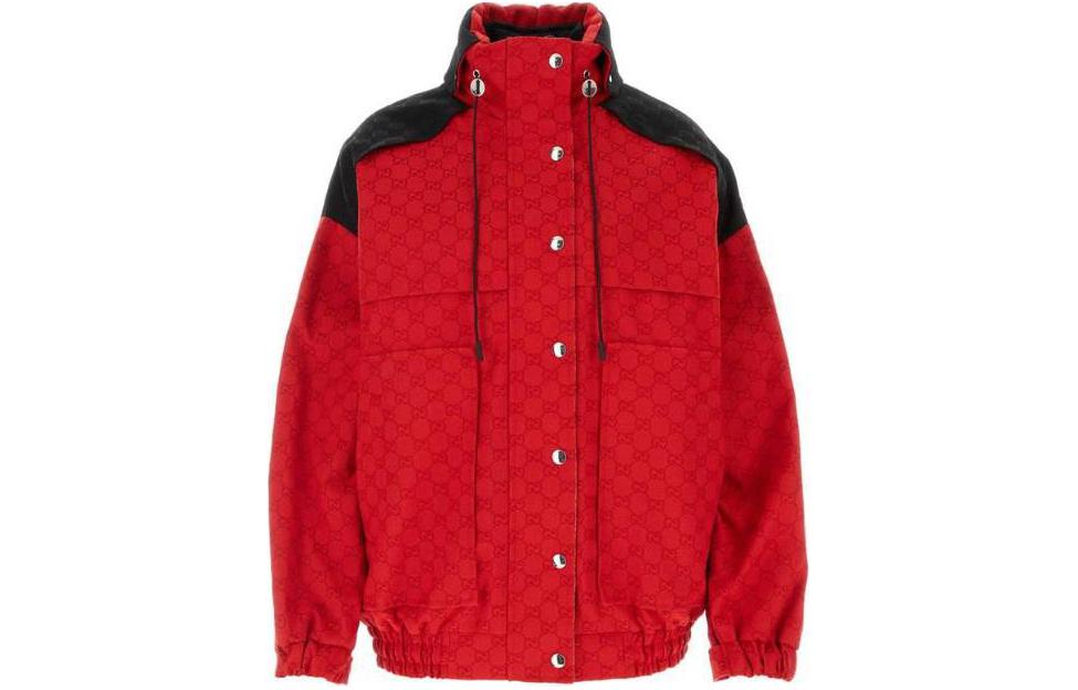 (Women) Gucci Red Checkered Drawstring Windbreaker Jacket 771530-ZAPIL-6429