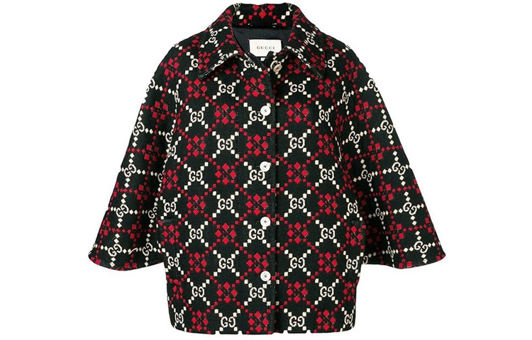 (Women) Gucci Red Diamond Pattern Logo Print Cotton Jacket 543342-Z507-M1210