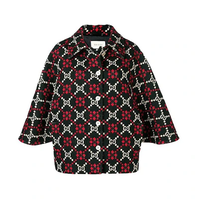 (Women) Gucci Red Diamond Pattern Logo Print Cotton Jacket 543342-Z507-M1210