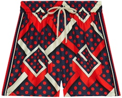 (Women) Gucci Red Dot Maze Print Drawstring Casual Shorts 661791-XJDI1-9376 (Women) Gucci Red Dot Maze Print Drawstring Casual Shorts 661791-XJDI1-9376
