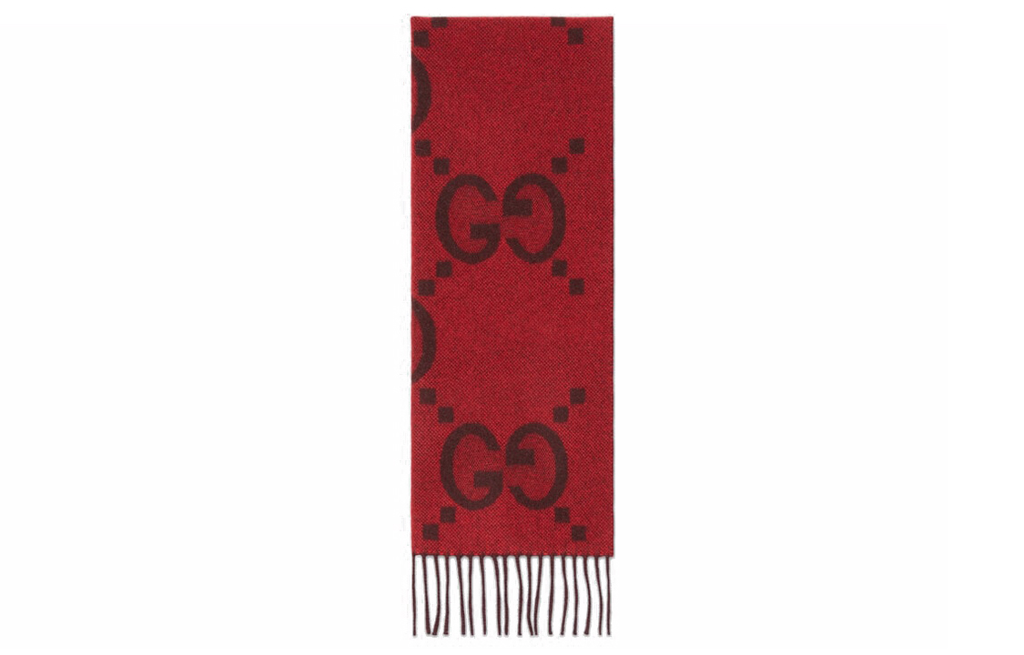 (Women) GUCCI Red Double G Cashmere Jacquard Scarf. 674275-3G344-6473 圖 2