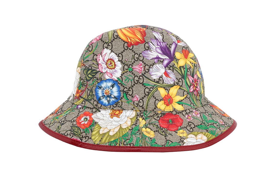 Shop (Women) GUCCI Red Floral Print Bucket Hat 603988-4HI89-8474