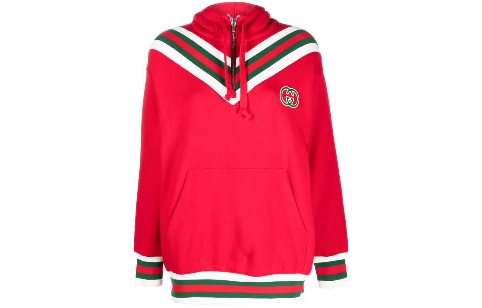 (Women) Gucci Red Multi-Color Striped Logo Print Hoodie 717410-XJEVX-6671