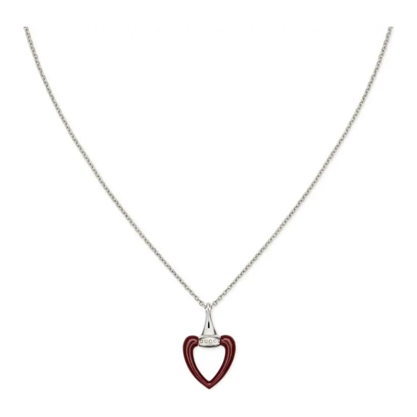 (Women) GUCCI Red Openwork Heart Pendant 925 Silver Necklace for Women - Silver. 814961-JAAIF-8166 圖 2