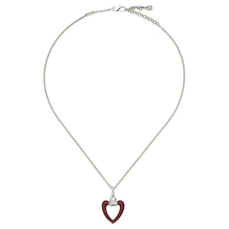 (Women) GUCCI Red Openwork Heart Pendant 925 Silver Necklace for Women - Silver. 814961-JAAIF-8166 圖 3
