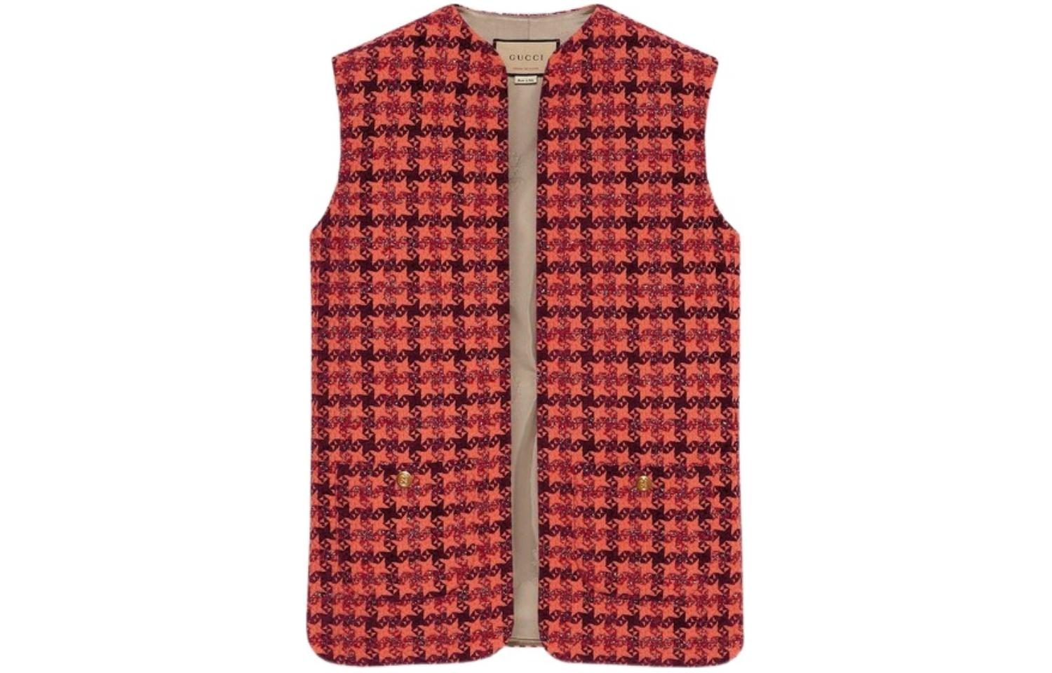 (Women) Gucci Red Plaid Sleeveless Vest 682745-ZAHD6-7708