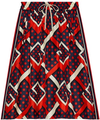 (Women) Gucci Red Polka Dot Maze Print Long Skirt 658072-XJDI1-9376 Buy (Women) Gucci Red Polka Dot Maze Print Long Skirt 658072-XJDI1-9376