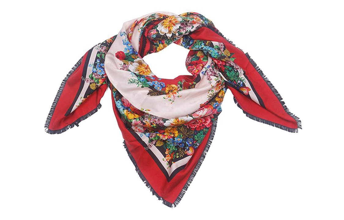 (Women) GUCCI Red Reversible Floral Silk Scarf for Women. 499462-3G001-1088 圖 2