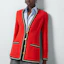 Lookbook (W) 구찌 레드 컬러블록 스트라이프 싱글 브레스트 재킷 761172-ZAO5D-6349