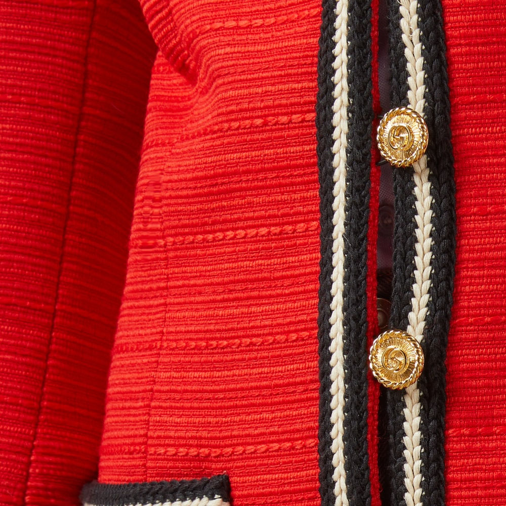 (Women) Gucci Red Single-Breasted Jacket with Colorblock Woven Stripes 761172-ZAO5D-6349 圖 7