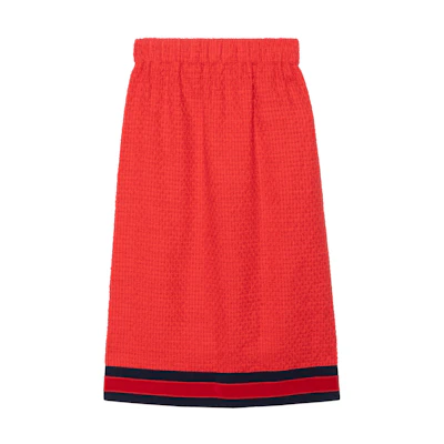 (Women) Gucci Red Striped Midi Skirt 545450-ZIM18-6525