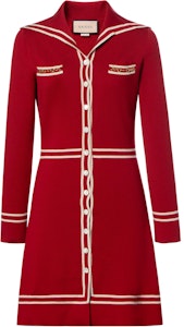 (W) 구찌 레드 울 드레스 화이트 스트라이프 트림 644564-XKBNZ-6176 Buy (W) 구찌 레드 울 드레스 화이트 스트라이프 트림 644564-XKBNZ-6176