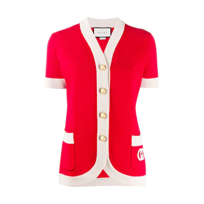 (Women) Gucci Red Wool Knit Top with Gold GG Button 599254-XKA4A-6367