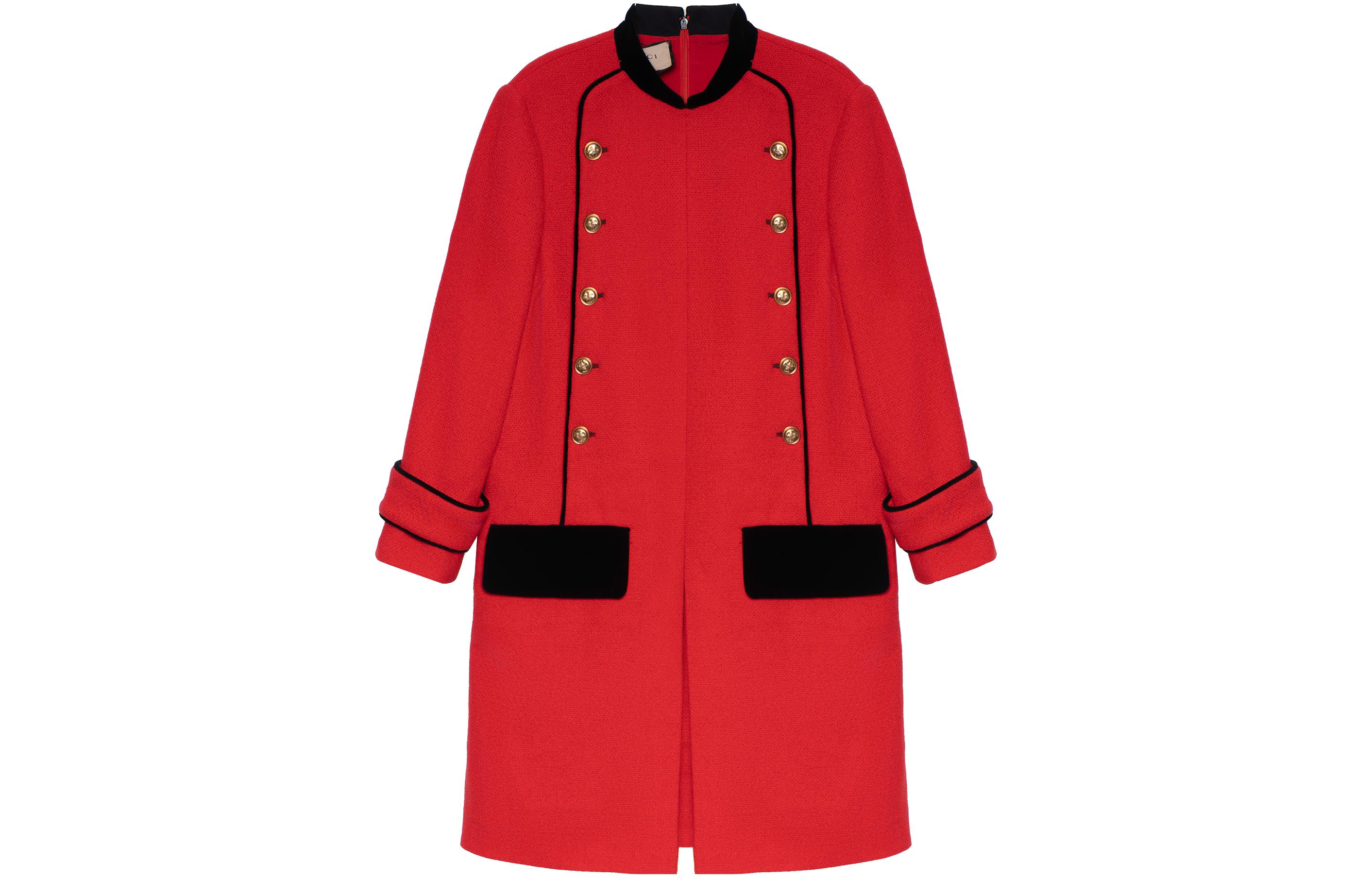 (Women) Gucci Red Zip Tweed Color-Block Dress 674469-ZAH8I-6535