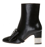 (Women) Gucci Removable Bow Leather Ankle Boots 'Black' 481171-BKO00-1000 (Women) Gucci Removable Bow Leather Ankle Boots 'Black' 481171-BKO00-1000
