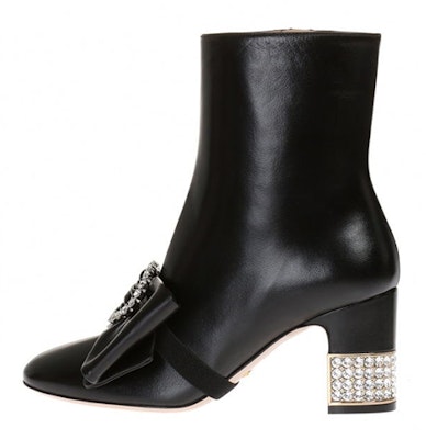 (Women) Gucci Removable Bow Leather Ankle Boots 'Black' 481171-BKO00-1000 Buy (Women) Gucci Removable Bow Leather Ankle Boots 'Black' 481171-BKO00-1000