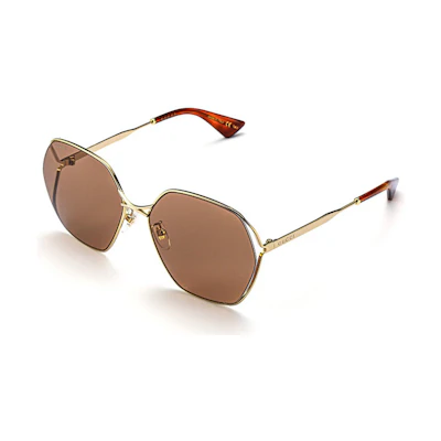 (Women) GUCCI Retro Trend Sunglasses with Double G Logo in Dark Brown Frame GG0818SA-002 63