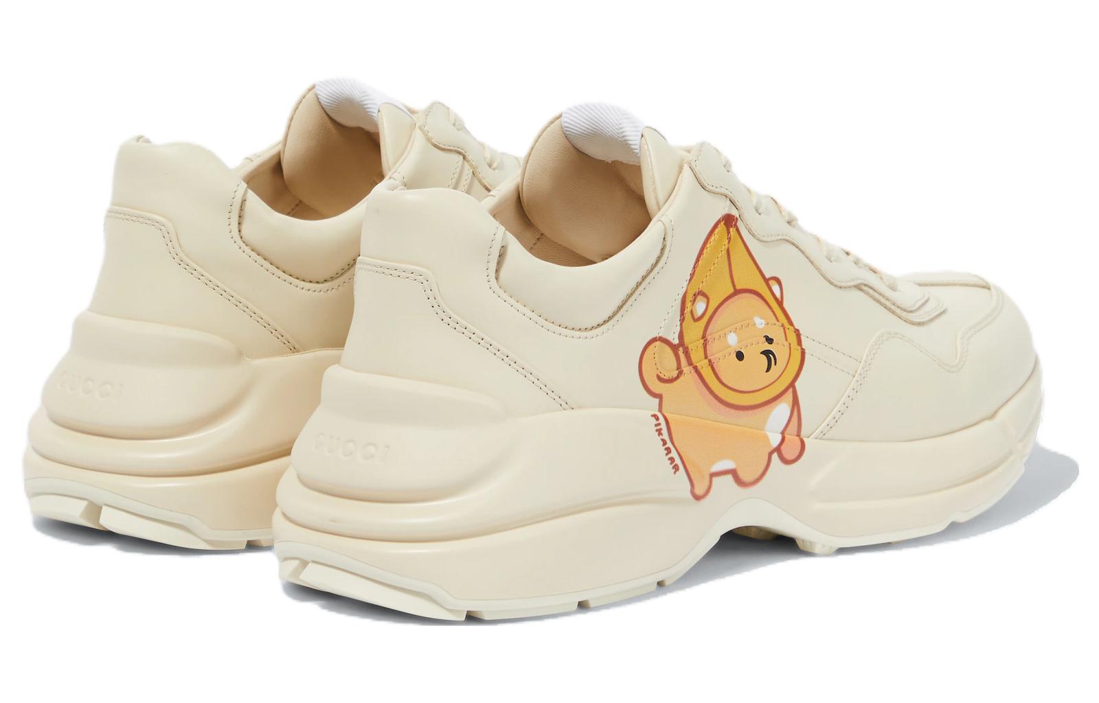 Shop (W) 古驰Kawaii Rhyton奶油白色皮革运动鞋 738776-DRW00-9522