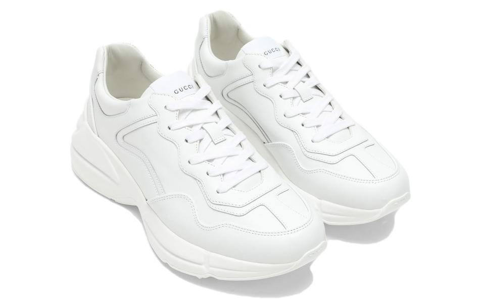 Shop GUCCI古馳 Rhyton 皮革 低筒 休閒運動鞋 女款 白色