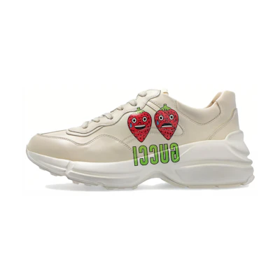 (W) Gucci Rhyton Sneaker With Strawberry Print 'Ivory White'