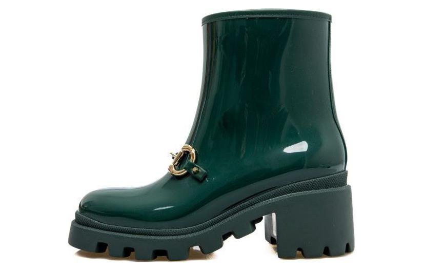 (W) Gucci Rubber Ankle Boot With Horsebit 'Dark Green'