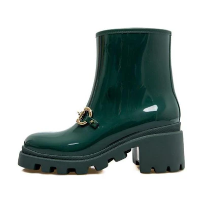 (W) Gucci Rubber Ankle Boot With Horsebit 'Dark Green'