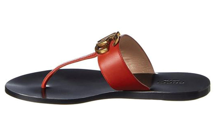 Buy (W) 古驰黑棕色橡胶双G拖鞋 497444-A3N00-7514