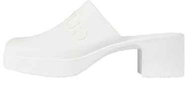 (Women) Gucci Rubber Embossed Logo Mule White 725899-J8700-9014 (Women) Gucci Rubber Embossed Logo Mule White 725899-J8700-9014