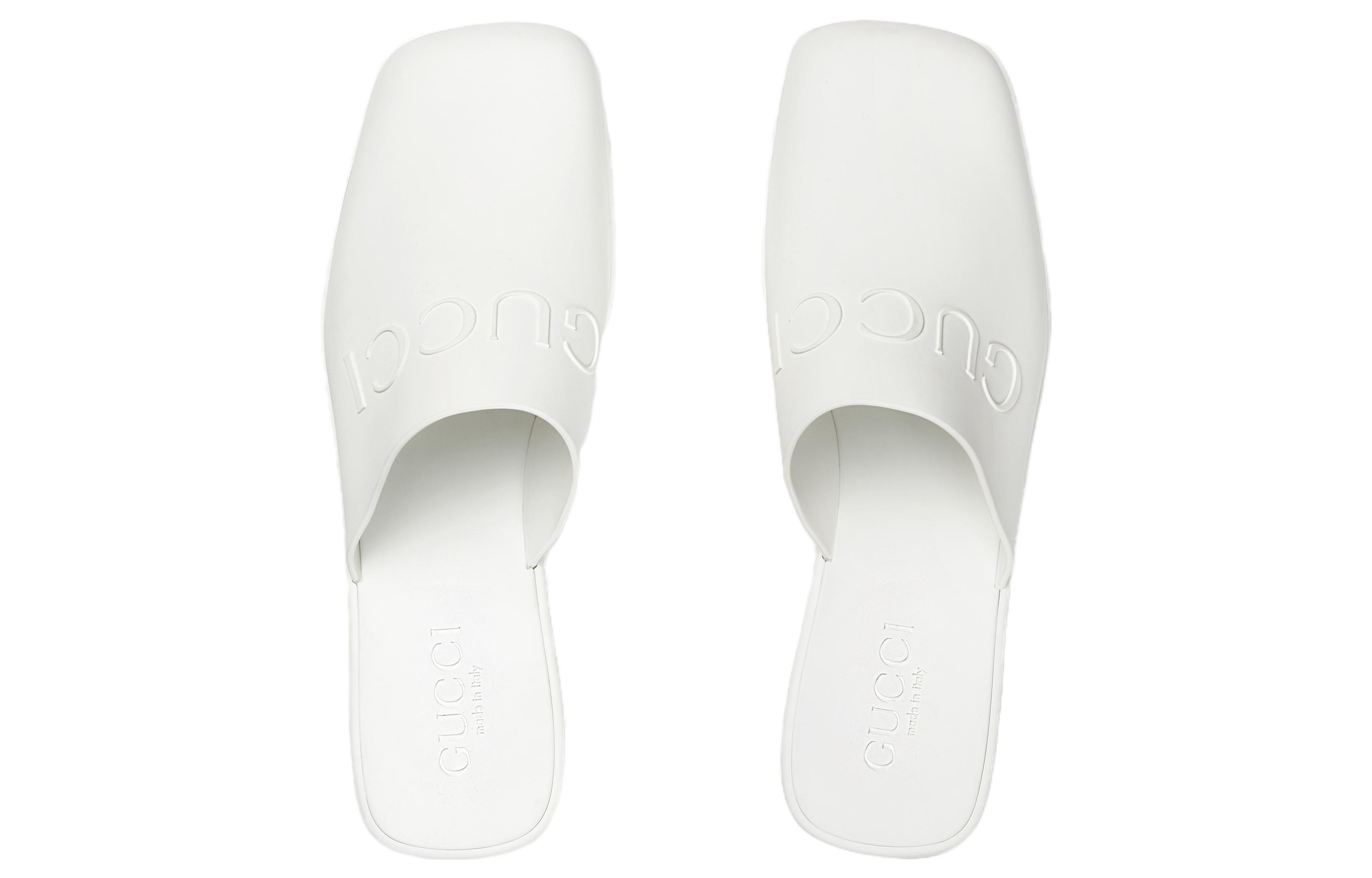 Lookbook (W) Gucci Sandal Mule Putih Logo Embossed Karet 725899-J8700-9014