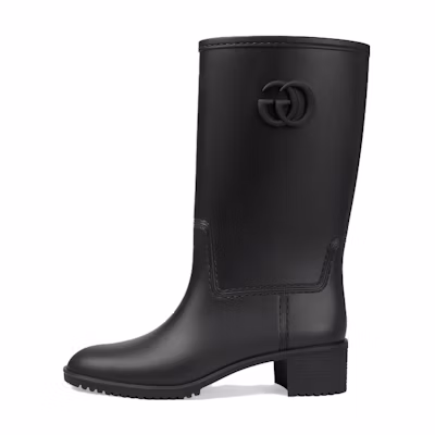 (W) Gucci Double G Rain Boot 'Black Rubber'