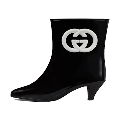 (W) Gucci Rubber GG Slide 'Black'