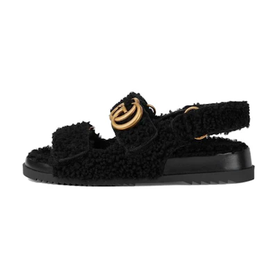 (W) Gucci Rubber GG Slide 'Black'