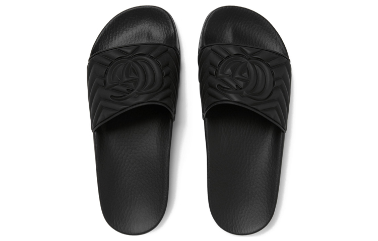 Shop (W) グッチ ラバーGGスライド (ブラック) ‎602067-JD600-1000