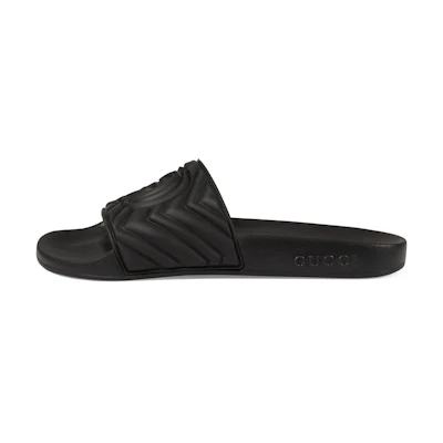 (W) Gucci Rubber GG Slide 'Black'