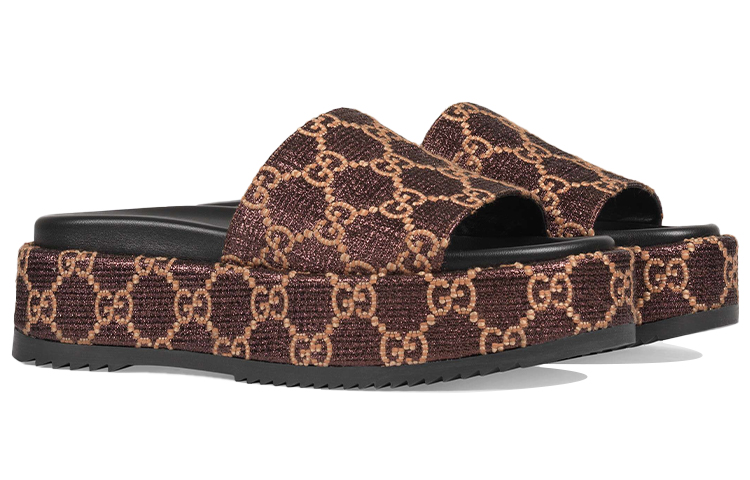 Order (W) 구찌 러버 GG 슬라이드 (브라운) ‎630878-2AW00-2118