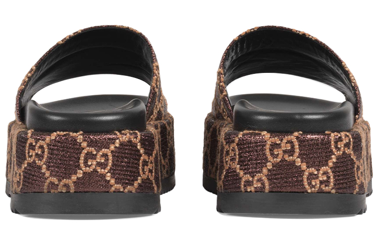 Shop (W) 구찌 러버 GG 슬라이드 (브라운) ‎630878-2AW00-2118